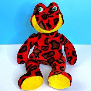 RARE Vintage Kuddle Me‎ Toys Leopard Print Red Frog 16" Plush Stuffed Animal Toy